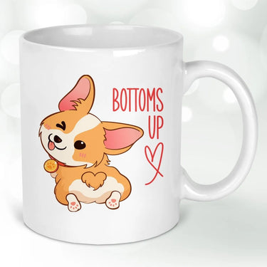 Corgi-Themed Humorous Mug - Dog Lover Gift - Cheeky 'Bottoms Up' Motif - DENMARY